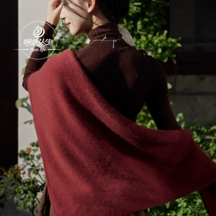 编织人生376茱莉云貂棒针三角披肩材料包 手工DIY貂绒编织围巾