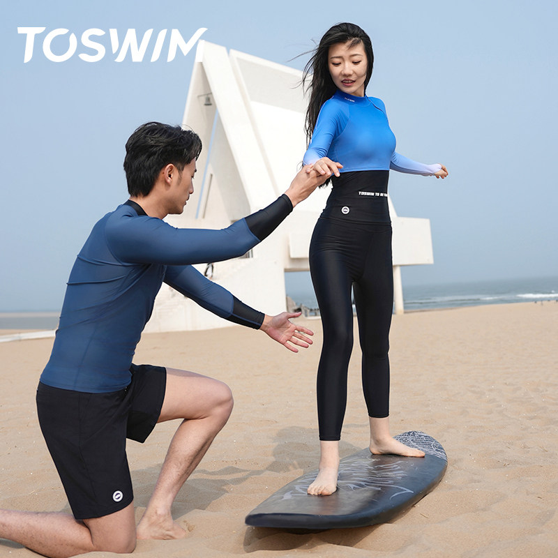 TOSWIM分体泳衣冲浪服情侣装海边度假潜水服长袖长裤保守显瘦防晒