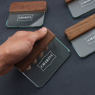 Chakivi胡桃木玻璃刮板 刮胶板4715 8mm钢化玻璃手工DIY皮革工具