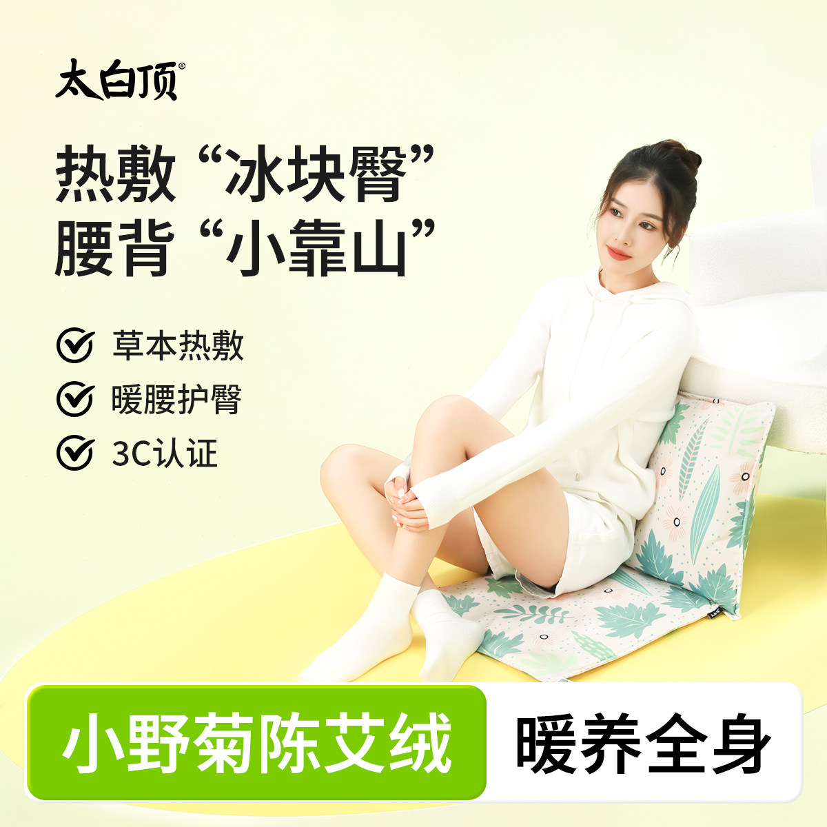 太白顶小野菊陈艾绒加热艾灸坐垫