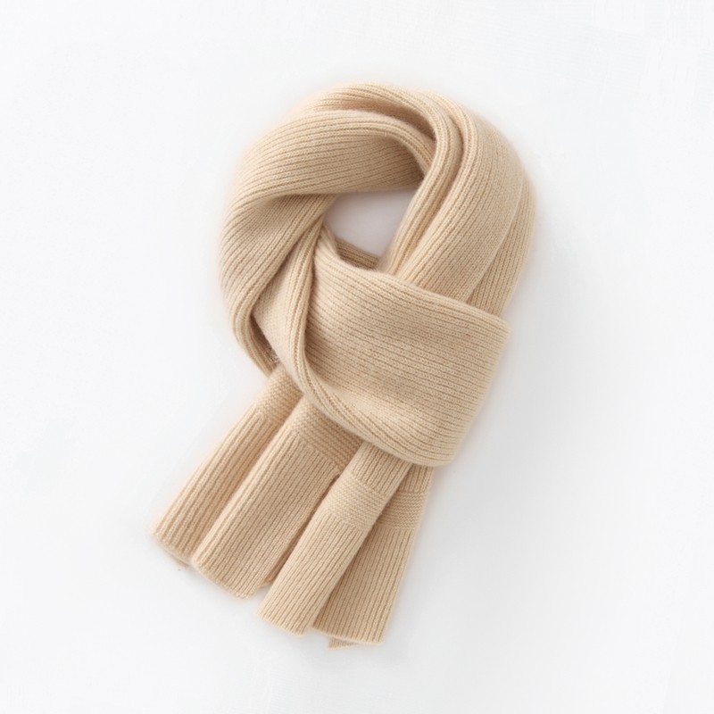 秋冬儿童围巾女童山羊绒纯色舒适针织围巾男童坑条厚款休闲围脖