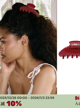 RTEP 定制emijay复古正红色波点抓夹高级感醋酸发夹大号鲨鱼夹子