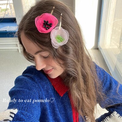 CARO同款纱质发夹立体花瓣造型