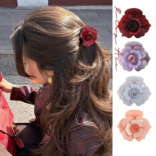 法式小众rose玫瑰立体抓夹