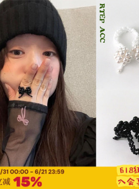 韩国博主*可爱蝴蝶结珍珠戒指