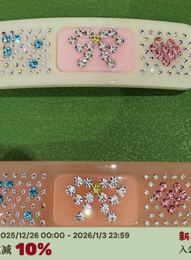 RTEP 自制蝴蝶结创可贴爱心钻石彩色醋酸镶嵌发夹侧边夹刘海夹子