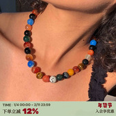 RTEP 浪漫宇宙手作天然彩色玉石玛瑙虎眼石度假小众锁骨串珠项链