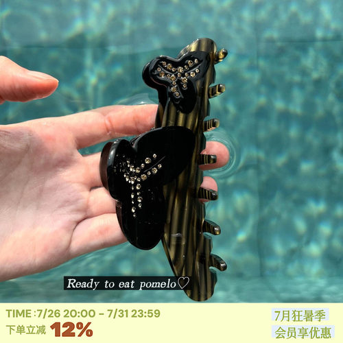 SS*花朵镶钻法式小众复古鲨鱼夹