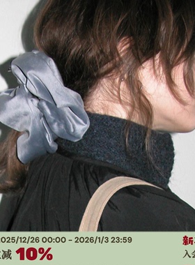 RTEP 法式小众丝绒靛蓝色褶皱大肠发圈哑光天鹅绒大号高级感发饰