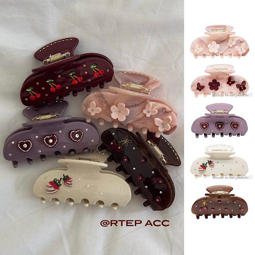 定制emijay爱心草莓花朵醋酸抓夹