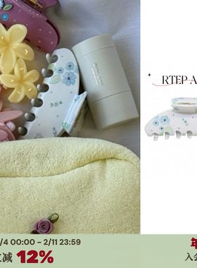 RTEP 定制emijay蓝色鸢尾花朵抓夹子碎花氛围感后脑勺鲨鱼夹镶钻