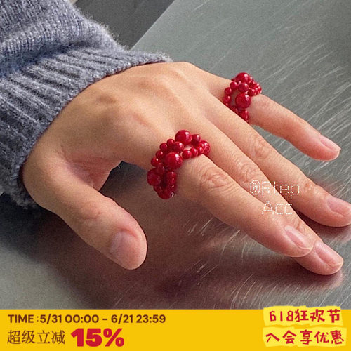 小众设计ins手工莓果戒指