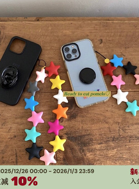 RTEP 小众设计师ins彩色立体五角星星多巴胺手机包包相机挂件挂绳