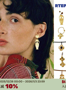 高版本*合集Apres Ski西班牙手工镀真金拉丝复古小众设计耳环耳钉