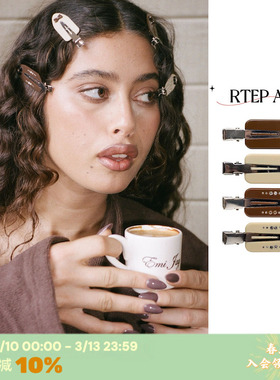 RTEP 独家emijay可可立体爱心无痕夹法式复古蝴蝶结发夹醋酸发饰