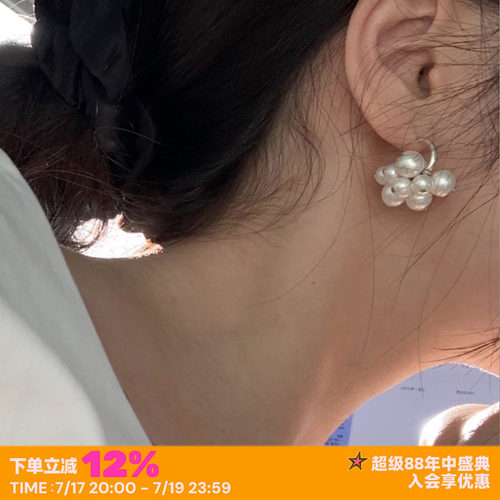 法式复古风~气质珍珠花苞耳环