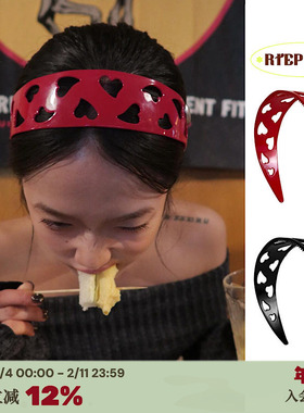 RTEP HEART爱心镂空红色黑色发箍小众设计宽边加厚高级感发饰头箍