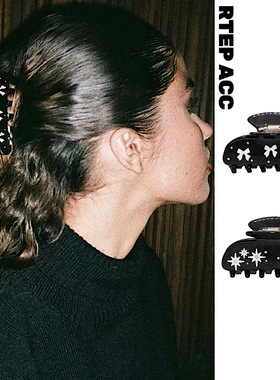 RTEP 定制Emijay黑色系蝴蝶结星芒复古镶钻醋酸中号抓夹鲨鱼发夹