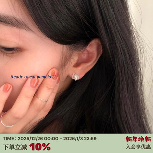 RTEP 纯银耳钉925银双层花朵精致小众设计高级感气质小巧耳环耳饰