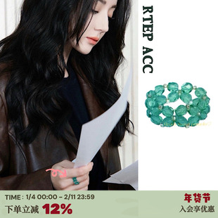 RTEP 韩国swingset迪丽热巴同款小众设计手工制水晶编织花朵戒指