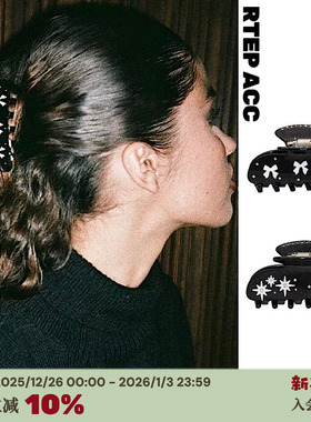 RTEP 定制Emijay黑色系蝴蝶结星芒复古镶钻醋酸中号抓夹鲨鱼发夹