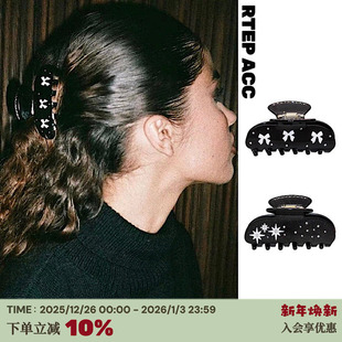 RTEP 定制Emijay黑色系蝴蝶结星芒复古镶钻醋酸中号抓夹鲨鱼发夹