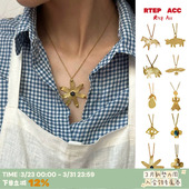 Ski西班牙手工全铜镀真金项链小马太阳锁骨链 合集Apres 高版 本