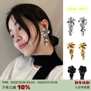 RTEP 金色花朵耳环ins流苏耳钉小众设计感耳饰 自制向日葵欧尼同款