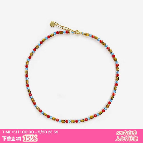 徐璐同款小众复古棕美拉德项链