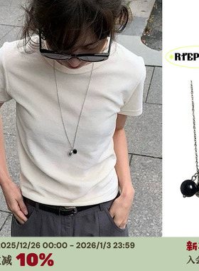 韩国博主同款ins黑白色水滴项链