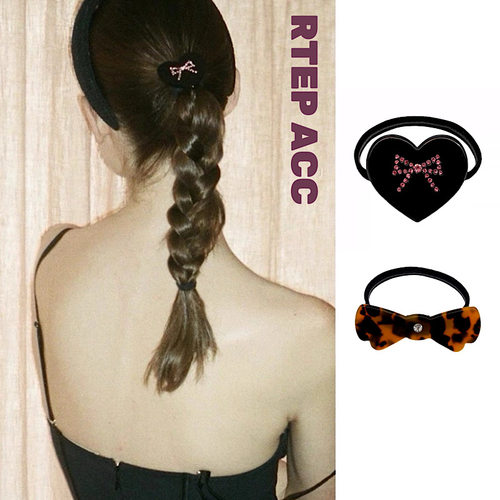 粉色爱心钻石镶嵌蝴蝶结发圈头绳