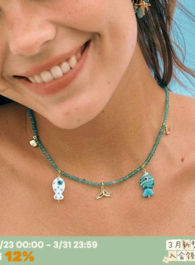 果冻海小鱼*手作琉璃绿玛瑙项链