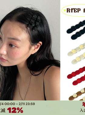 RTEP 韩国usite小众设计醋酸玫瑰拼接色高级感女士发夹边夹刘海夹