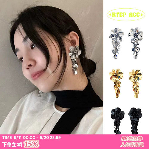超独特！向日葵欧尼金色花朵耳环
