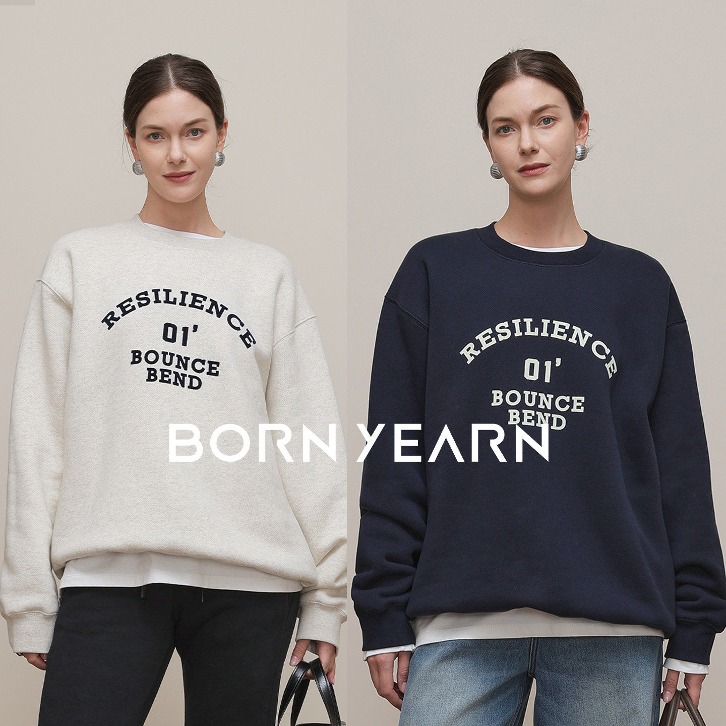 BORN YEARN“卫衣明星” 美式复古加绒秋冬卫衣字母男女同款