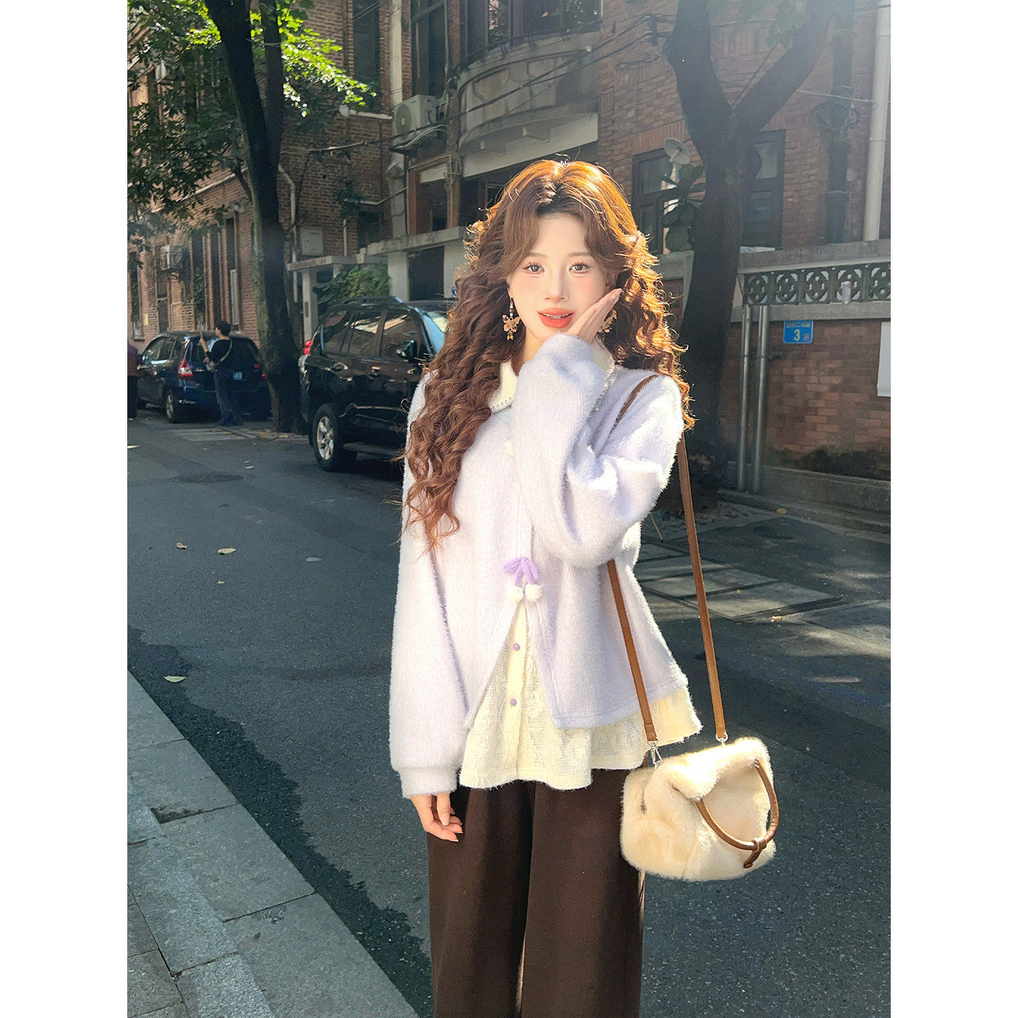 温舒敏【古着暖语】独特漂亮紫色卫衣女冬设计感无帽套头加绒上衣,个性定制/设计服务/DIY,棉服工装,淘宝优惠券,粉丝福利购,淘宝优惠卷