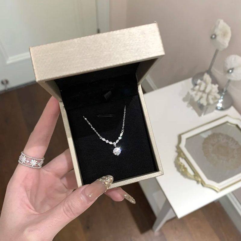 S999足银闪耀轻奢锆石项链女小众优雅高级感百搭ins风纯银锁骨链,饰品/流行首饰/时尚饰品新,项链,淘宝优惠券,粉丝福利购,淘宝优惠卷