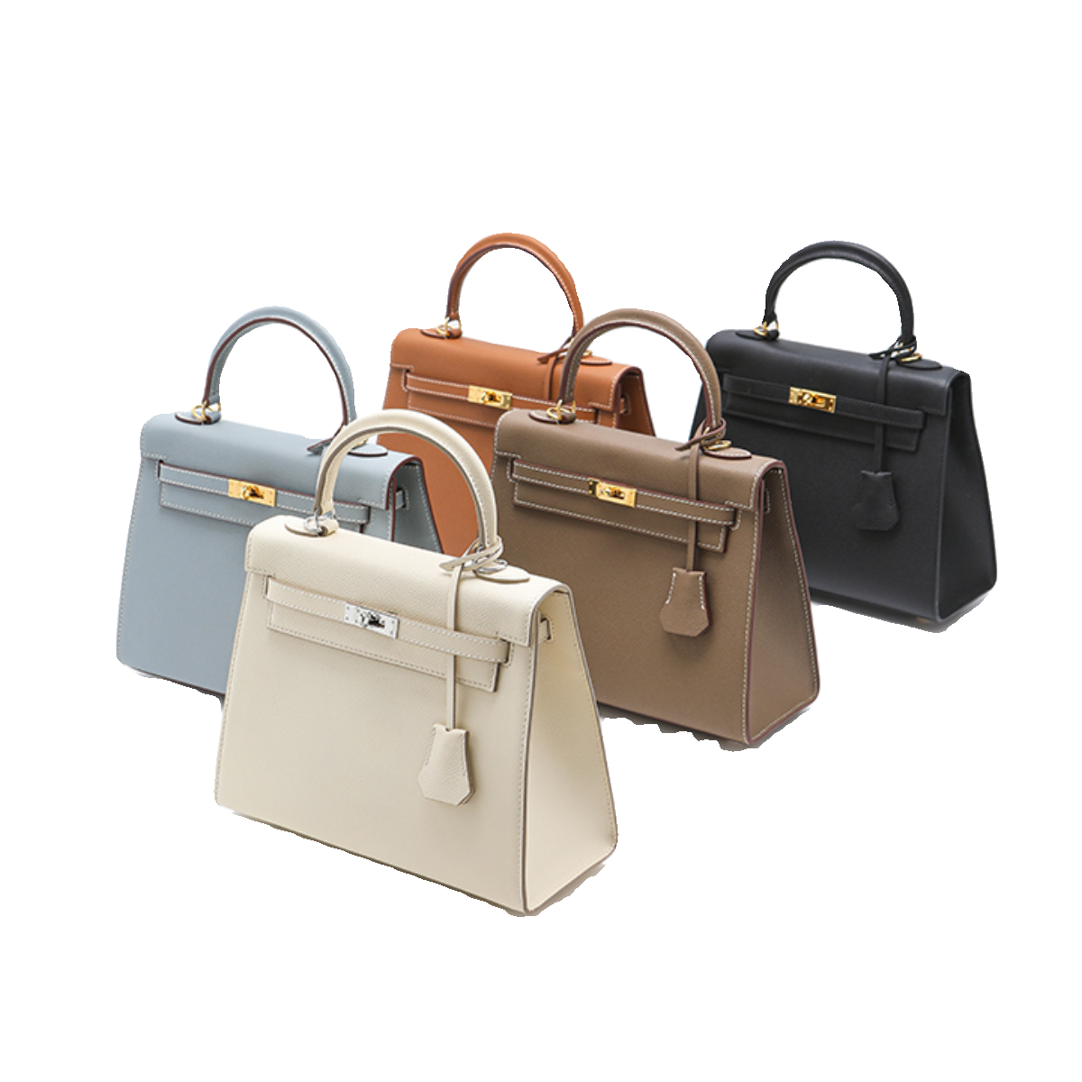 2024新款牛皮凯莉包大容量中年女士气质手提斜挎妈妈包包