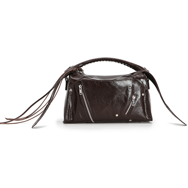 2023新款头层油蜡牛皮托特包女大容量单肩手提包通勤邮差包