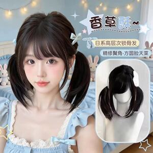 程铭假发女日系甜妹Lolita高层次中长锁骨发日常自然短直发全头套