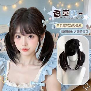 程铭假发女日系甜妹Lolita高层次中长锁骨发日常自然短直发全头套