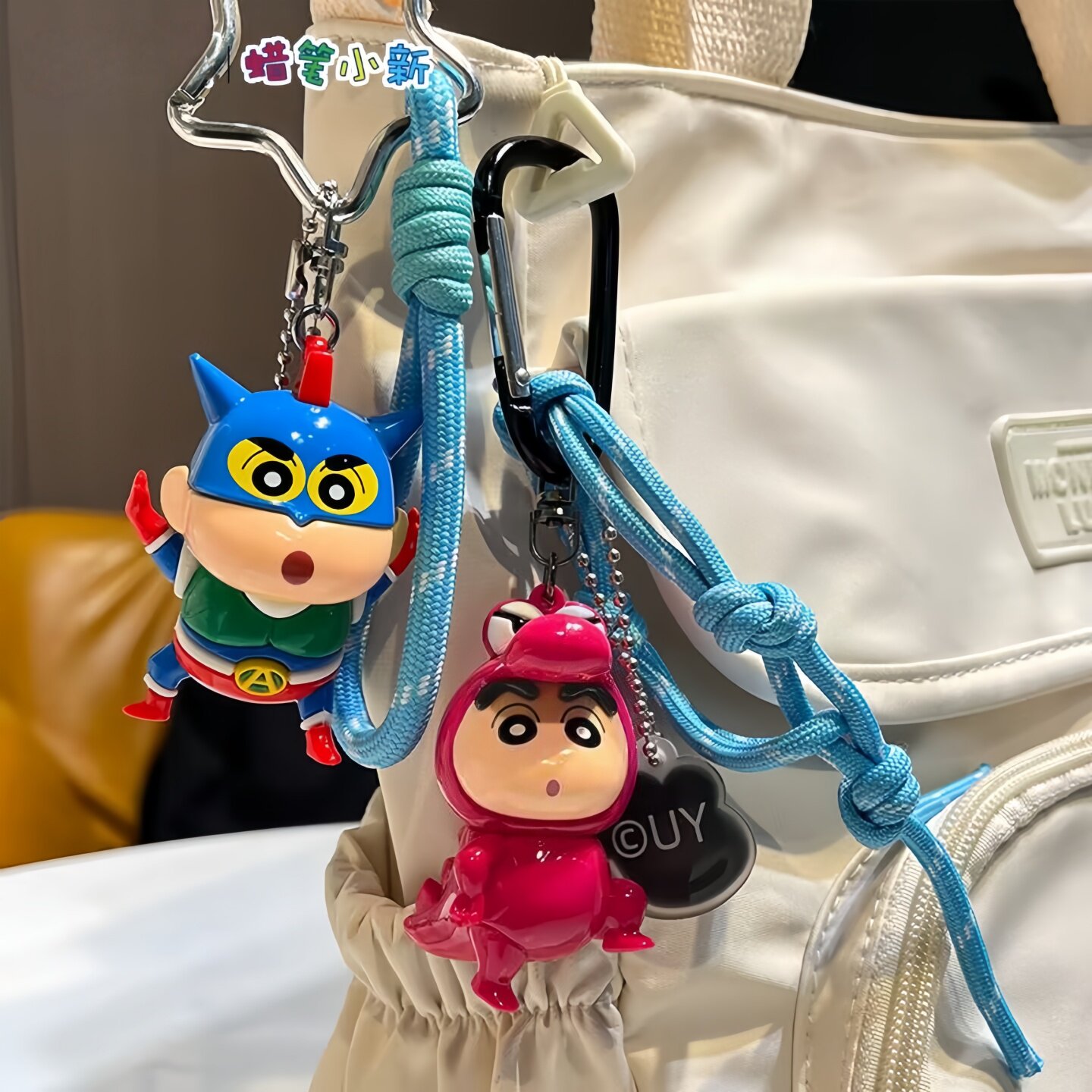 新款蜡笔小新卡通动物变装熊猫青蛙钥匙扣公仔男女汽车钥匙链挂件