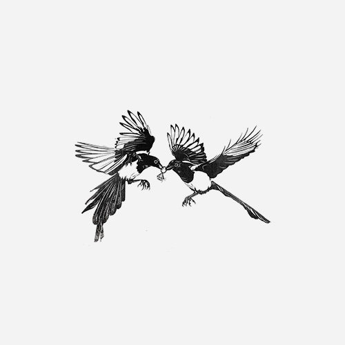 求婚喜鹊飞鸟黑色防水纹身贴