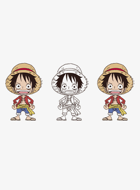 海贼王ONE PIECE航海王路飞鲁夫卡通黑白彩色防仿刺青水纹身贴