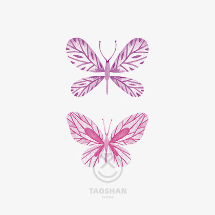 彩色水彩蝴蝶花臂锁骨美妆装饰临时防水纹身贴纸