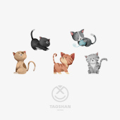 桃山 卡通小猫咪可爱宠物小清新防水纹身贴