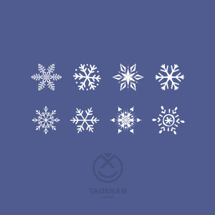 桃山tattoo白色雪花冬季8贴不重复冰雪图案清新白色纹身贴