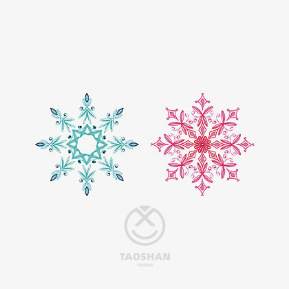 雪花万花筒图案冰花彩色图形临时装饰防水纹身贴