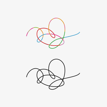 流畅线条爱心彩色ins风文艺爱心桃简笔黑色防水纹身贴