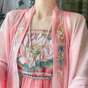 「素洁静」汉服旗袍珍珠流苏软璎珞项链新中式国风马面裙配饰颈链